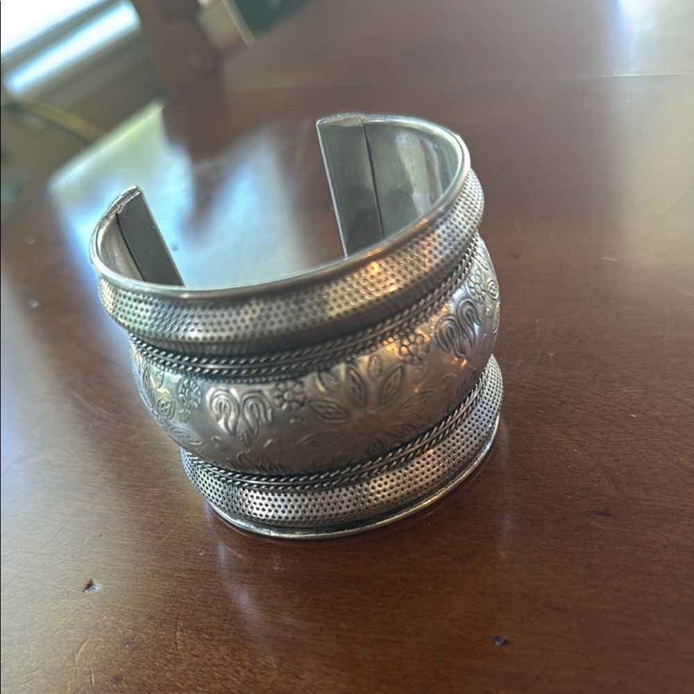 Silver Engraved Cuff Bracelet